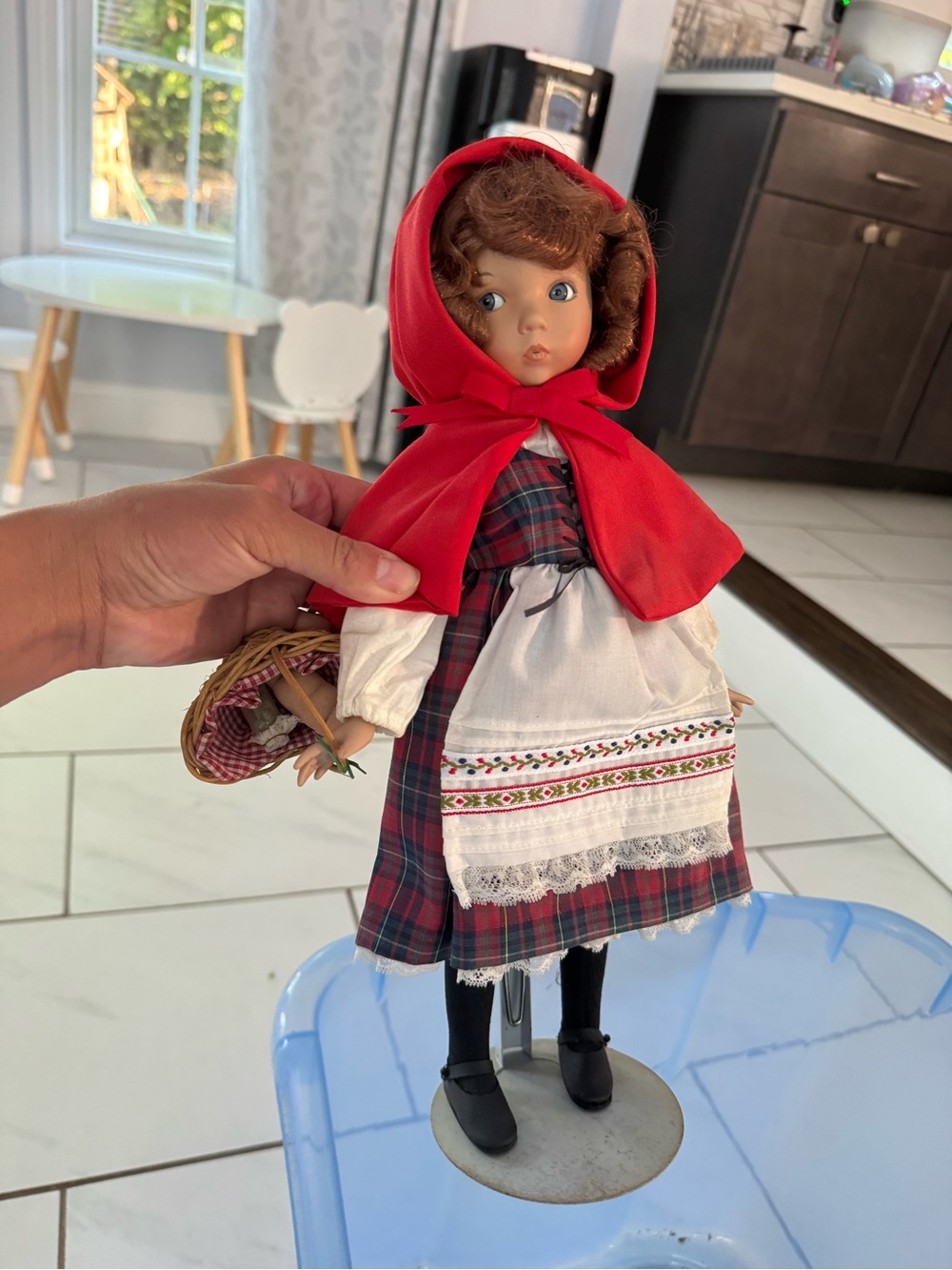 vintage 1988 "Little Red Riding Hood" porcelain doll designed by artist Dianna E